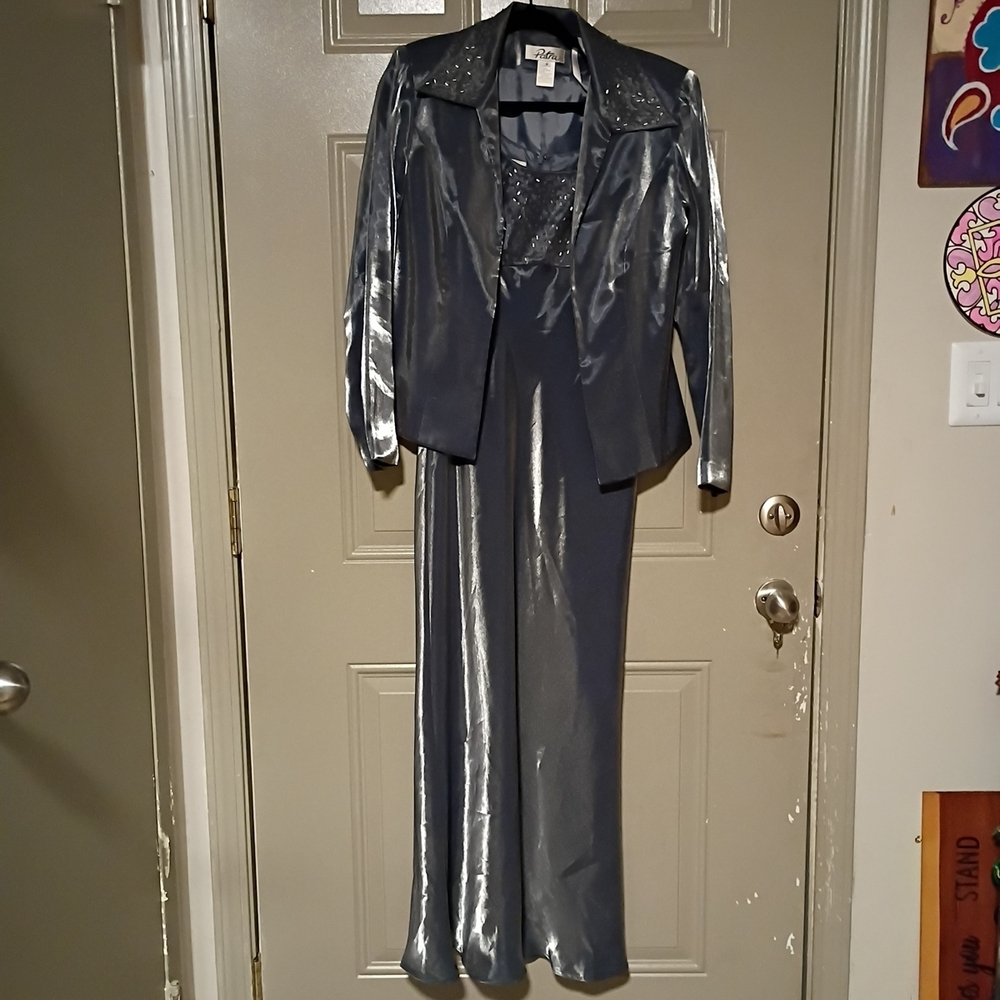 Patra Shimmering Silver Dress with Jacket